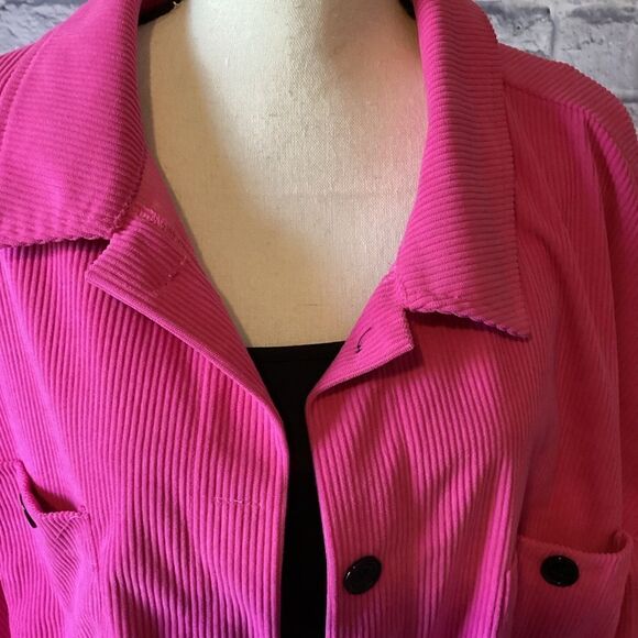 Shein Curve - Women’s Plus Pink Ribbed long Sleeve Shacket - Picture 3 of 6